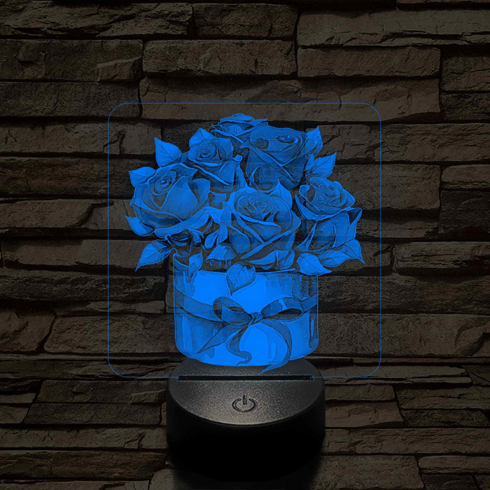 Rózsacsokor 7 színű 3D led lámpa