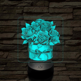 Rózsacsokor 7 színű 3D led lámpa