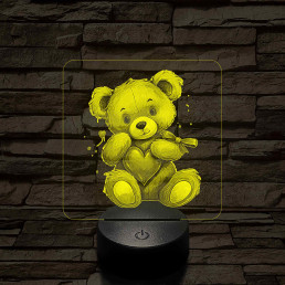 Maci szívvel 7 színű valósághű 3D led lámpa