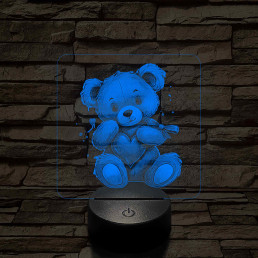 Maci szívvel 7 színű valósághű 3D led lámpa