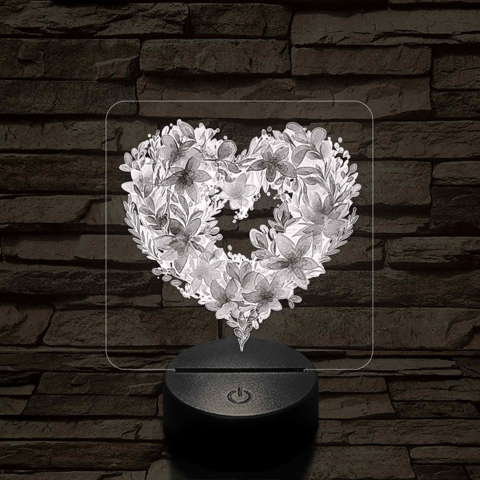 Szívvirágok 7 színű 3D led lámpa