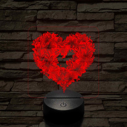 Szívvirágok 7 színű 3D led lámpa