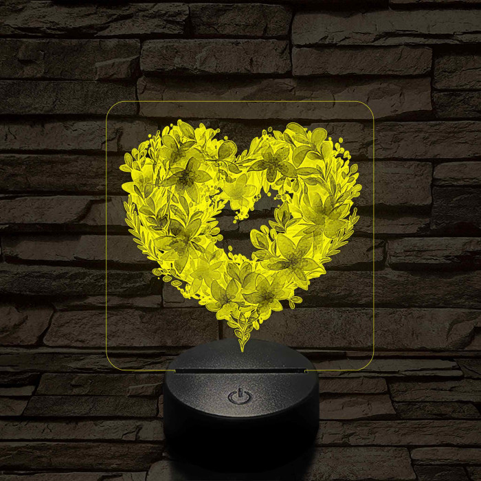 Szívvirágok 7 színű 3D led lámpa