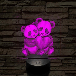 Panda szerelem 7 színű valósághű 3D led lámpa
