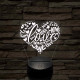Szívvel és love-al 7 színű 3D led lámpa