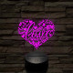 Szívvel és love-al 7 színű 3D led lámpa