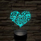 Szívvel és love-al 7 színű 3D led lámpa