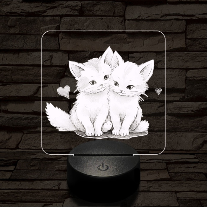 Cica l'amour 7 színű valósághű 3D led lámpa