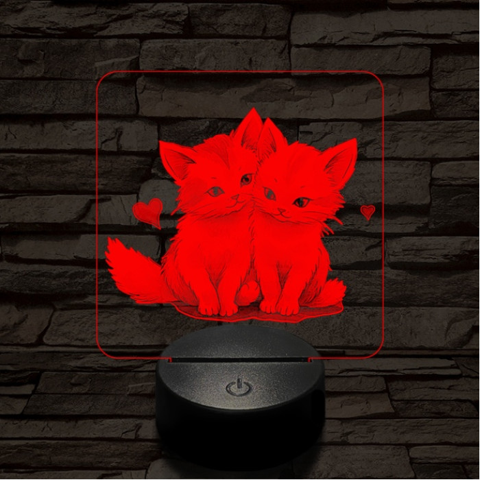Cica l'amour 7 színű valósághű 3D led lámpa