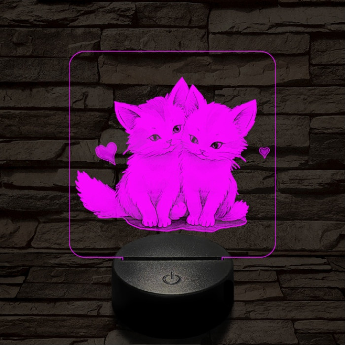 Cica l'amour 7 színű valósághű 3D led lámpa