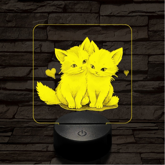 Cica l'amour 7 színű valósághű 3D led lámpa