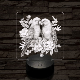 Papagáj románc 7 színű valósághű 3D led lámpa