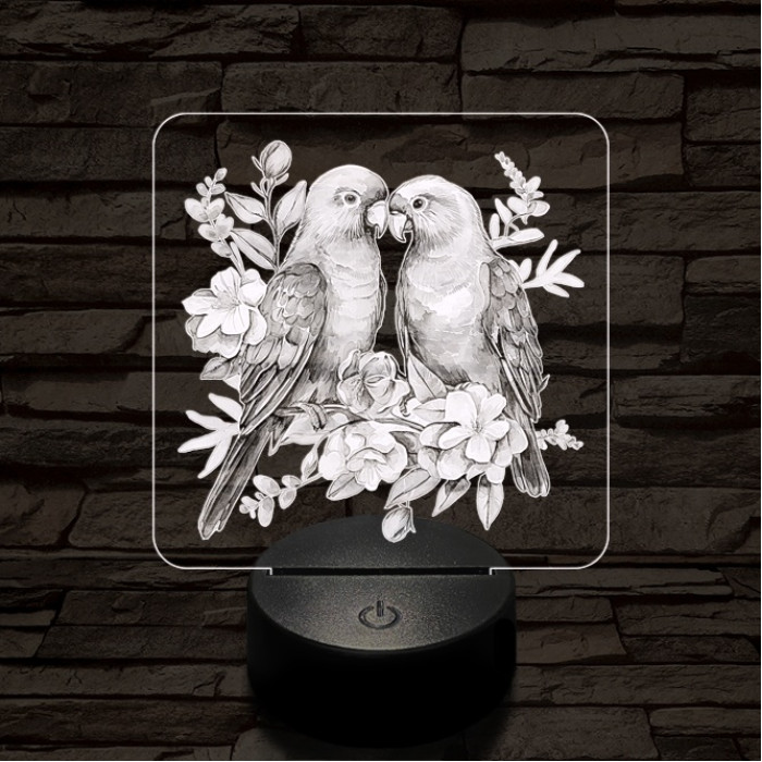 Papagáj románc 7 színű valósághű 3D led lámpa