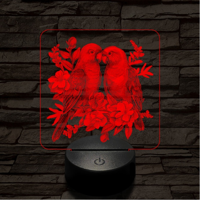Papagáj románc 7 színű valósághű 3D led lámpa