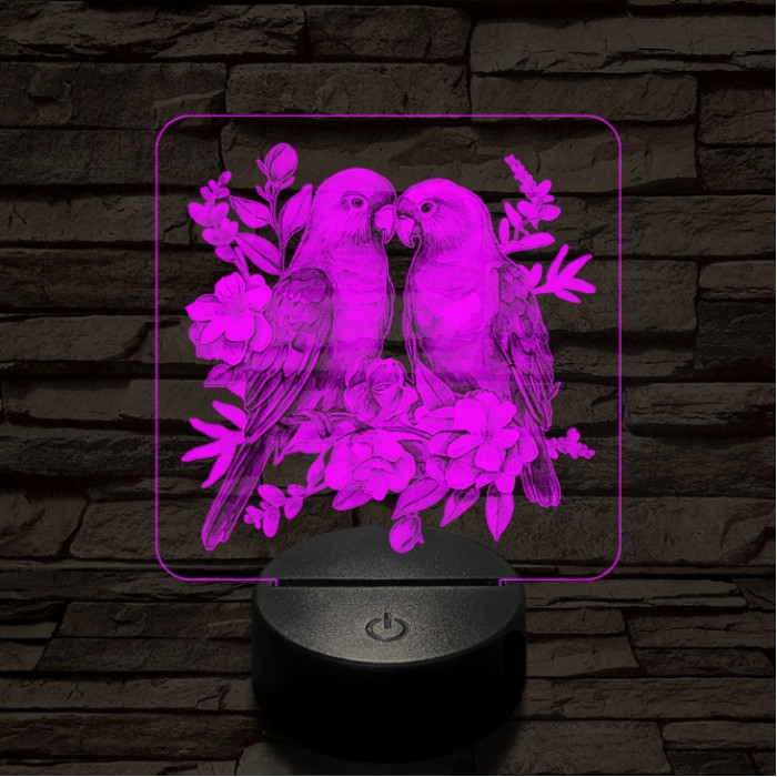 Papagáj románc 7 színű valósághű 3D led lámpa