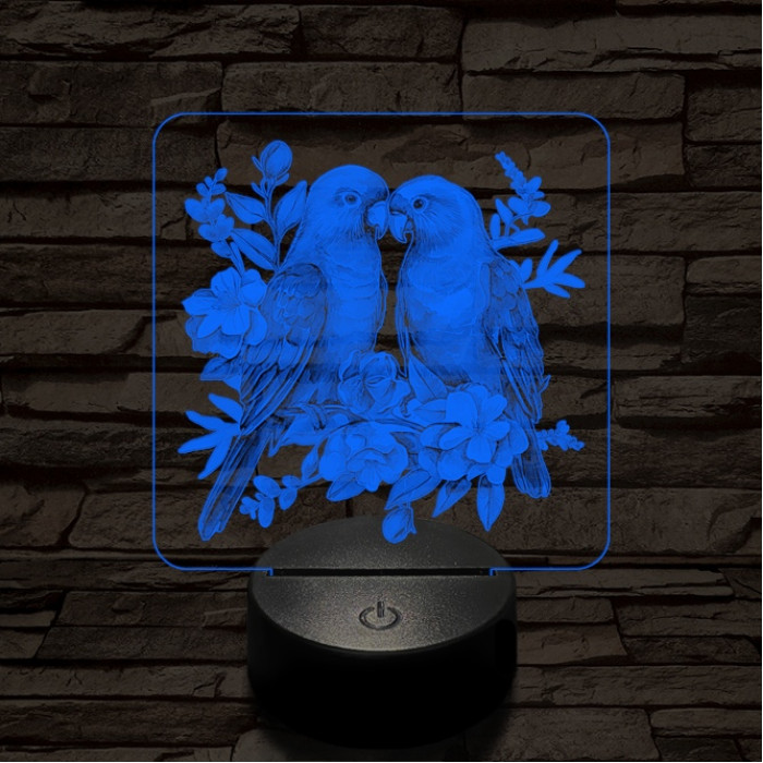 Papagáj románc 7 színű valósághű 3D led lámpa