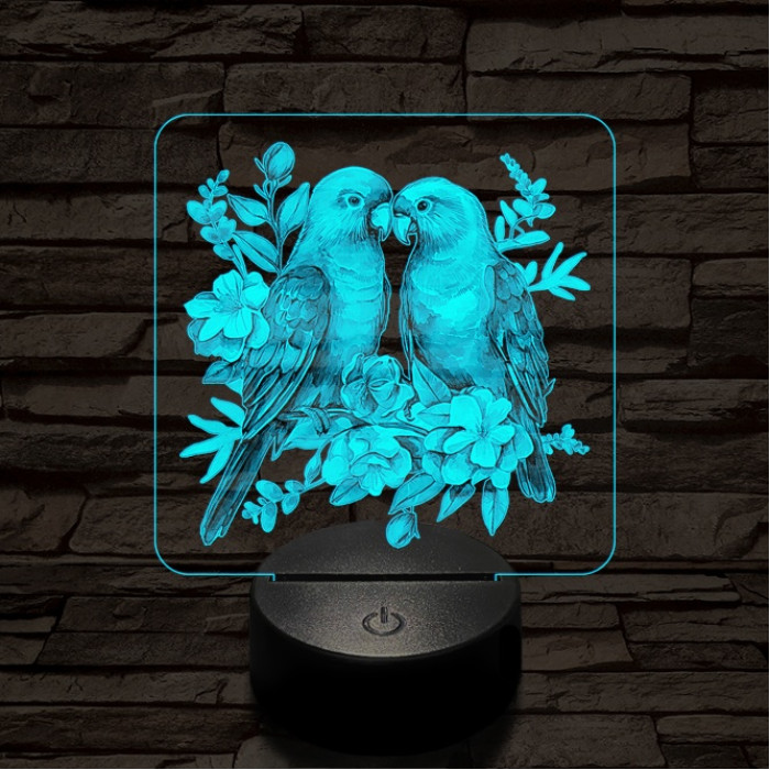 Papagáj románc 7 színű valósághű 3D led lámpa