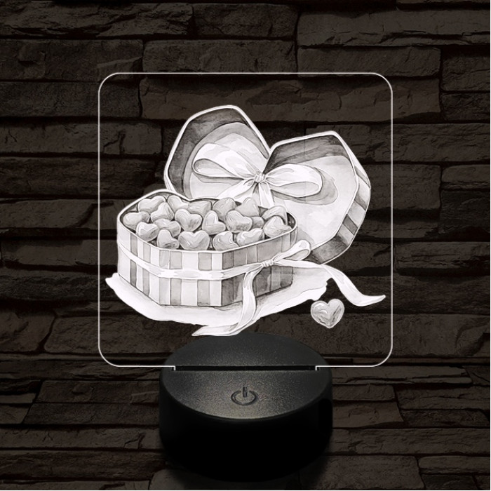 Szív bonbonok 7 színű valósághű 3D led lámpa