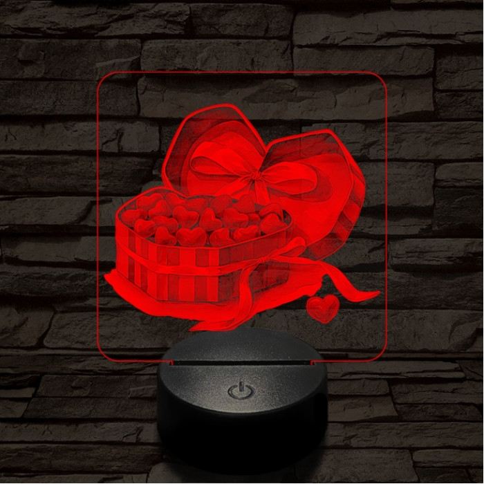 Szív bonbonok 7 színű valósághű 3D led lámpa