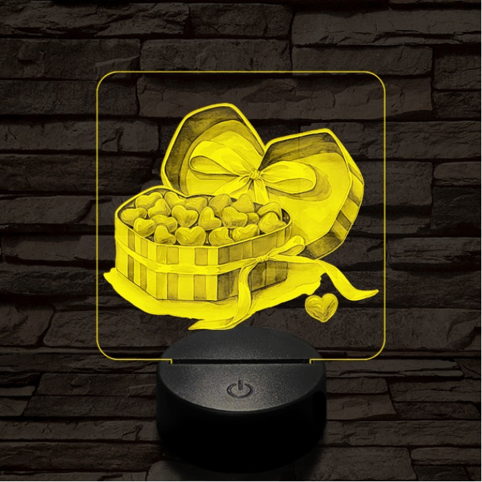 Szív bonbonok 7 színű valósághű 3D led lámpa