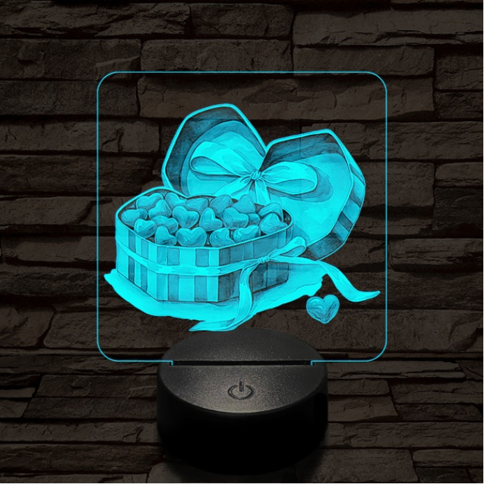 Szív bonbonok 7 színű valósághű 3D led lámpa