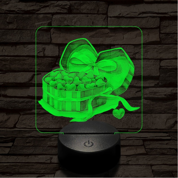 Szív bonbonok 7 színű valósághű 3D led lámpa