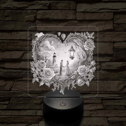 Szerelmesek a varázslatos éj alatt 7 színű valósághű 3D led lámpa