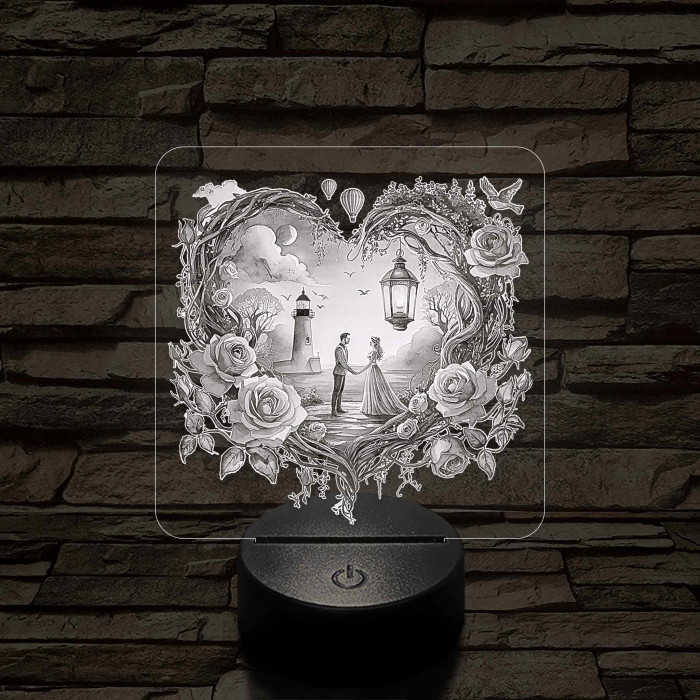 Szerelmesek a varázslatos éj alatt 7 színű valósághű 3D led lámpa