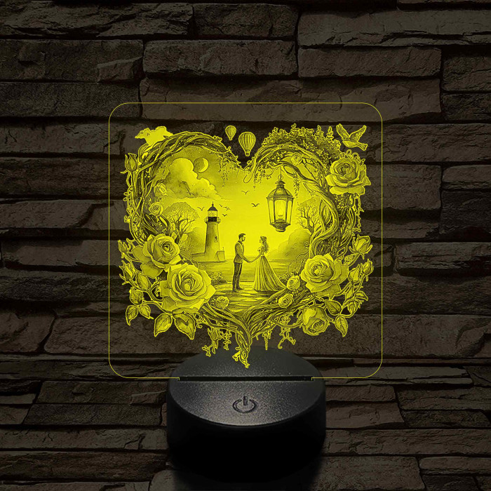 Szerelmesek a varázslatos éj alatt 7 színű valósághű 3D led lámpa