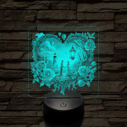 Szerelmesek a varázslatos éj alatt 7 színű valósághű 3D led lámpa