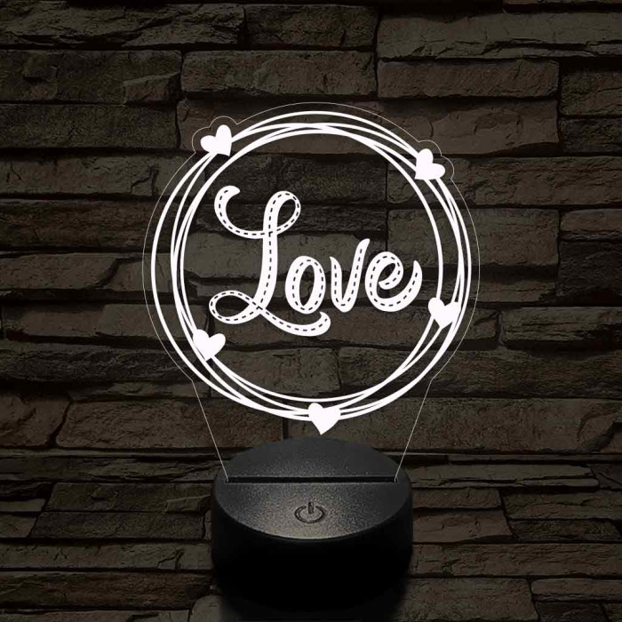 Szerelem kör 7 színű 3D led lámpa