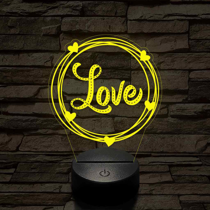 Szerelem kör 7 színű 3D led lámpa