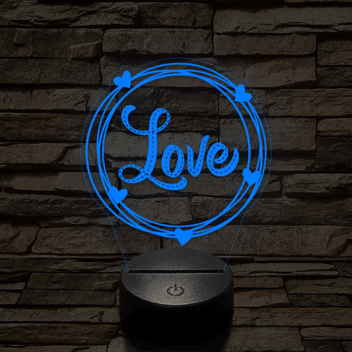 Szerelem kör 7 színű 3D led lámpa