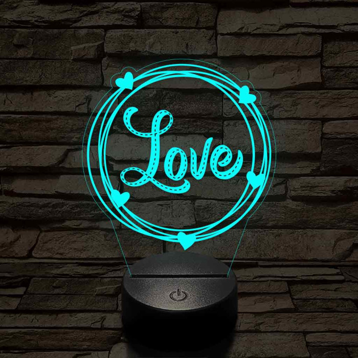 Szerelem kör 7 színű 3D led lámpa