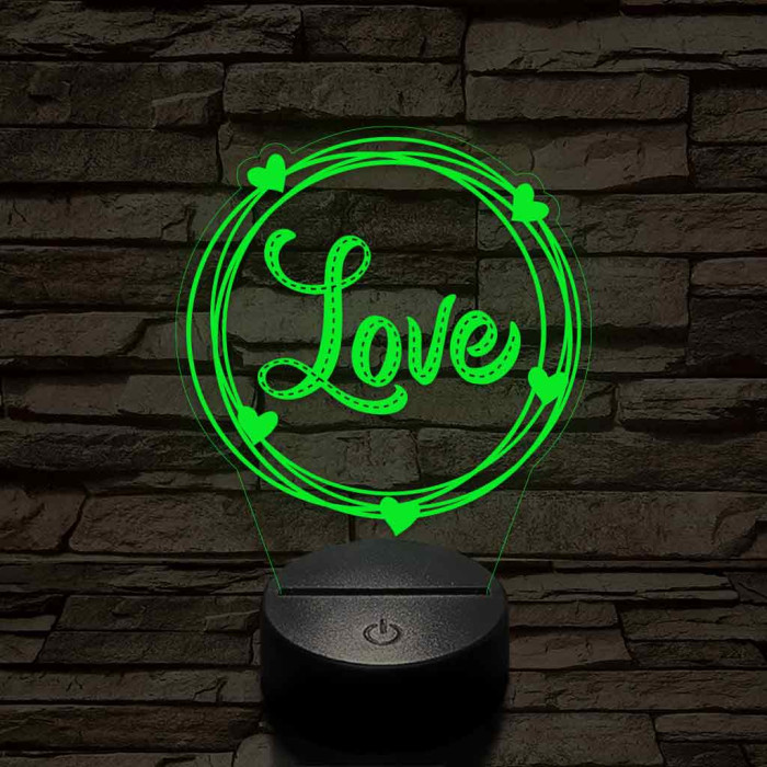 Szerelem kör 7 színű 3D led lámpa