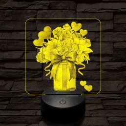 Valentin dekor csokor 7 színű valósághű 3D led lámpa