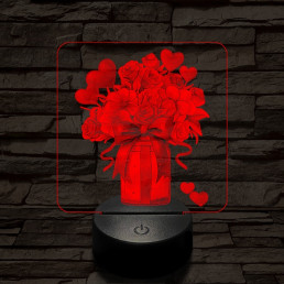 Valentin dekor csokor 7 színű valósághű 3D led lámpa