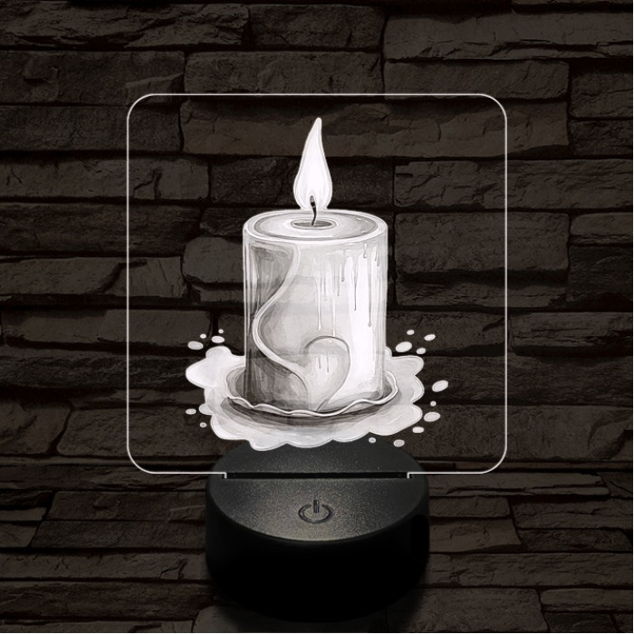 Valentin gyertyafény 7 színű valósághű 3D led lámpa