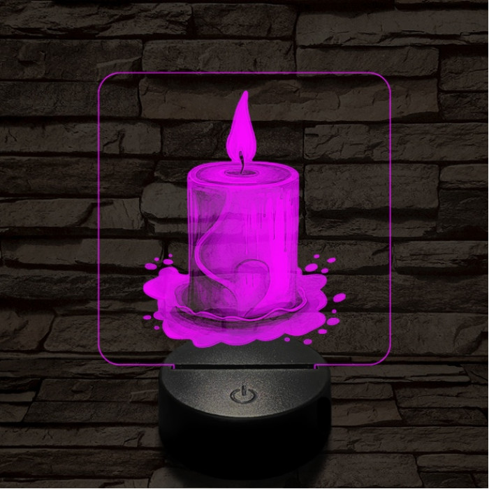 Valentin gyertyafény 7 színű valósághű 3D led lámpa