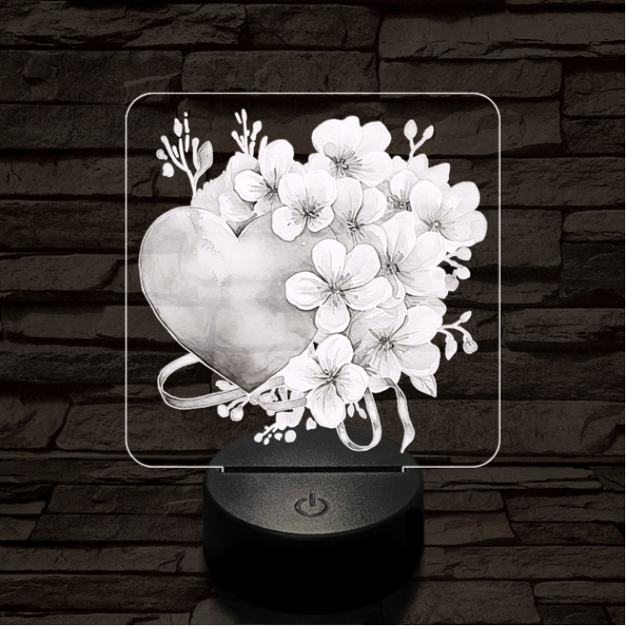 Valentin szíves csokor 7 színű valósághű 3D led lámpa