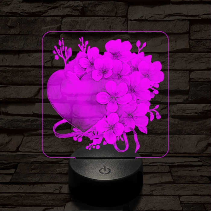 Valentin szíves csokor 7 színű valósághű 3D led lámpa