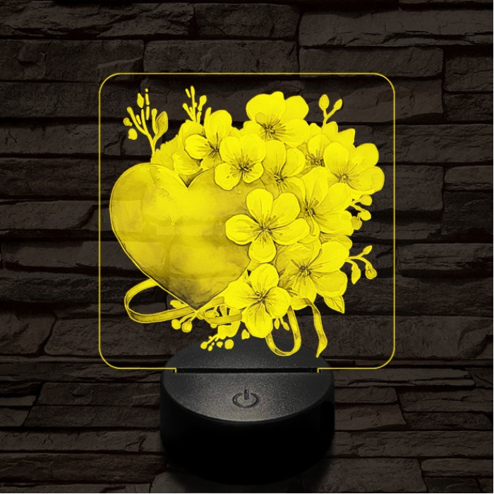 Valentin szíves csokor 7 színű valósághű 3D led lámpa