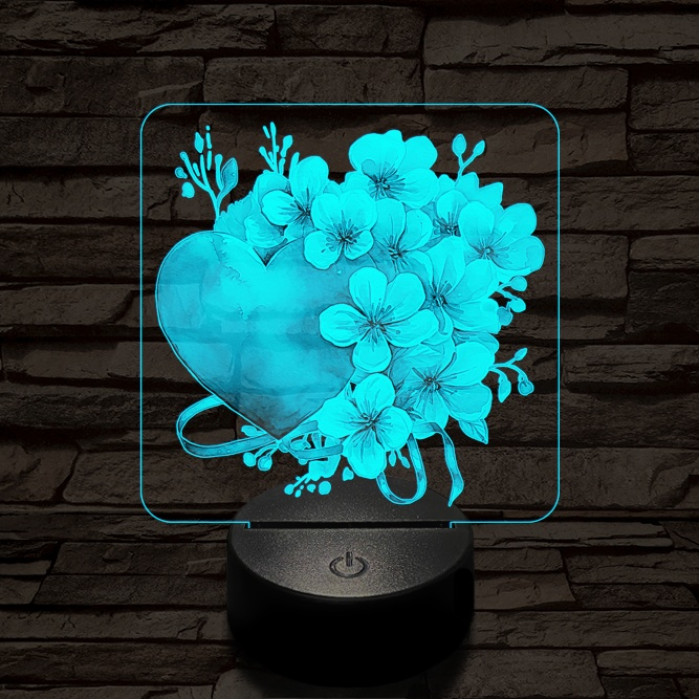 Valentin szíves csokor 7 színű valósághű 3D led lámpa