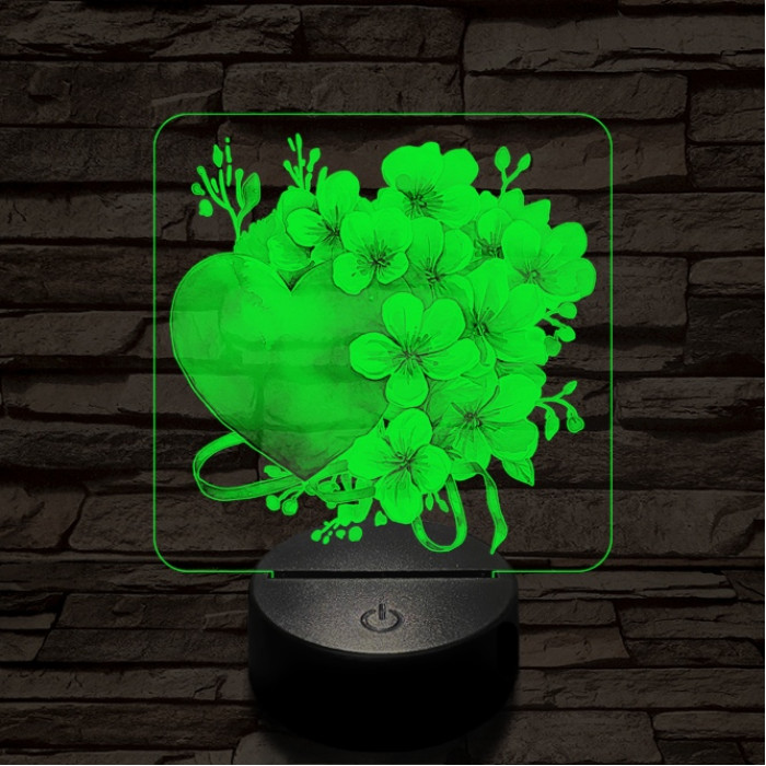 Valentin szíves csokor 7 színű valósághű 3D led lámpa