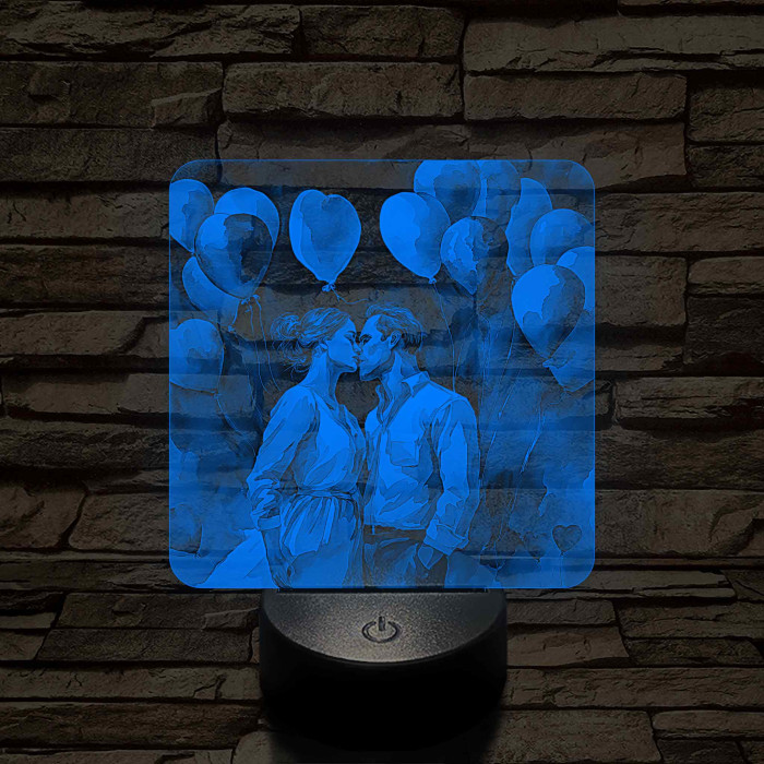 Csók 7 színű valósághű 3D led lámpa