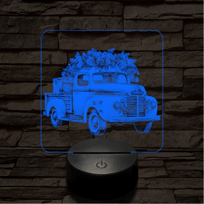 Valentin virág furgon 7 színű valósághű 3D led lámpa