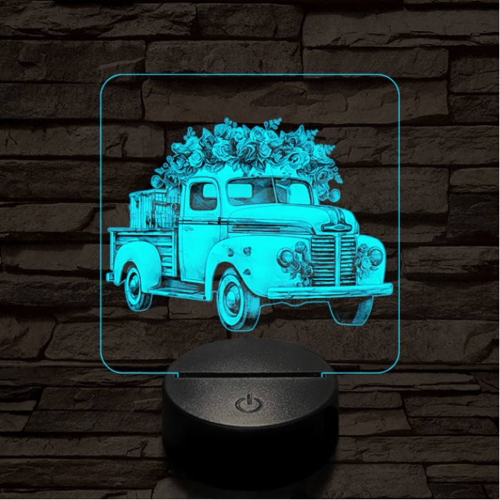 Valentin virág furgon 7 színű valósághű 3D led lámpa