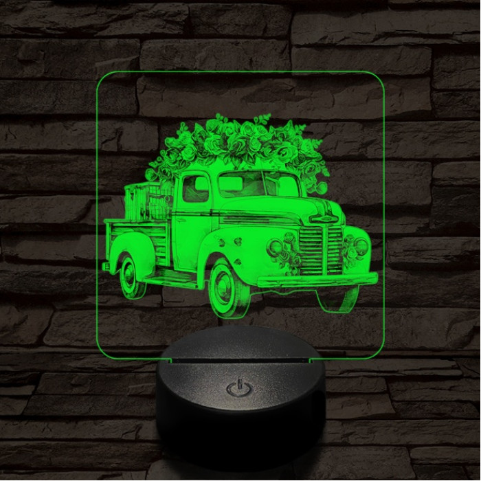 Valentin virág furgon 7 színű valósághű 3D led lámpa