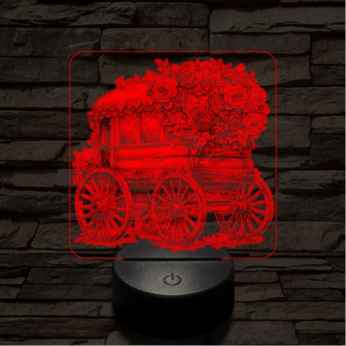 Valentin virág szekér 7 színű valósághű 3D led lámpa