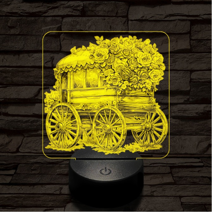 Valentin virág szekér 7 színű valósághű 3D led lámpa